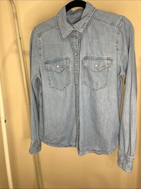 Light Blue Denim Button-Down Shirt